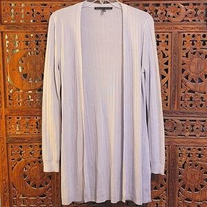 White House Black Market light lavender ribbed open duster cardigan sweater